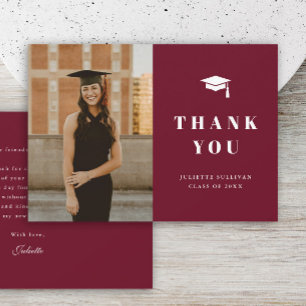 Carte De Remerciements Fête de remise des diplômes de type photo minimal