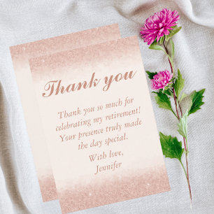 Carte De Remerciements Fête de retraite en or rose