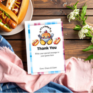 Carte De Remerciements Fête de Révélation du Sexe de Bébé Cute Kawaii Bab