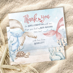 Carte De Remerciements Fête de sirène personnalisée avec des jeux de mots