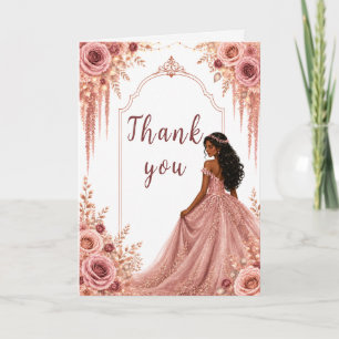 Carte De Remerciements Fête de Sweet Sixteen aux fleurs roses blush pouss