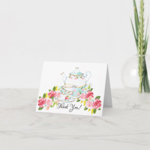 Carte De Remerciements Fête de thé à l'aquarelle remerciement