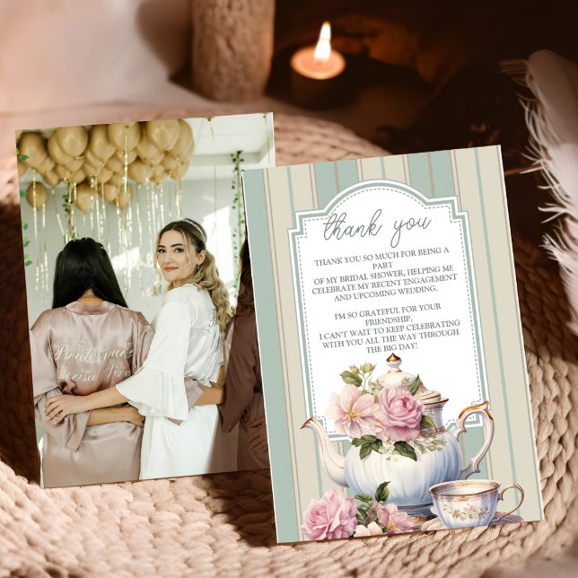 Carte De Remerciements Fête de Thé de Mariage : L'Amour se Prépare (Créateur téléchargé)