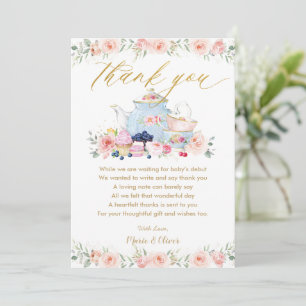 Carte De Remerciements Fête de thé rose pâle Baby shower Anniversaire