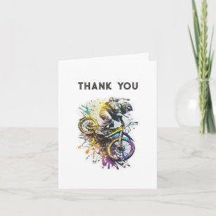 Carte De Remerciements Fête de vélo BMX. Anniversaire d'un garçon d'avent