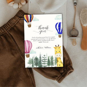 Carte De Remerciements Fête d'enfant Ballon à Air Chaud Rustique Jungle G
