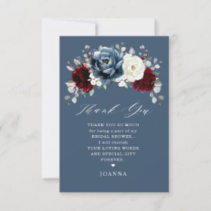 Carte De Remerciements Fête des mariées Boho blanc ivoire bleu ardoise