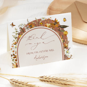 Carte De Remerciements Fête des mariées Boho Fleurs sauvages d'aquarelle