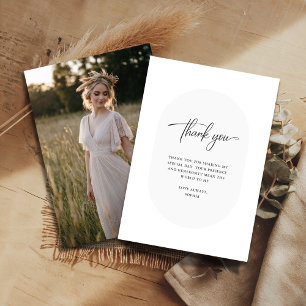 Carte De Remerciements Fête des mariées de calligraphie simple Boho Photo