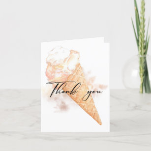 Carte De Remerciements Fête des mariées de crème glacée aquarelle