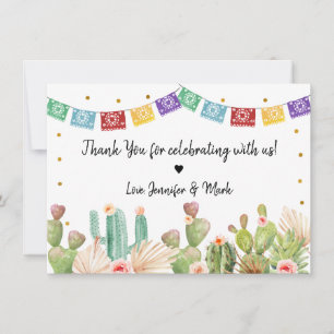 Carte De Remerciements Fête des mariées de Fiesta Cactus Boho
