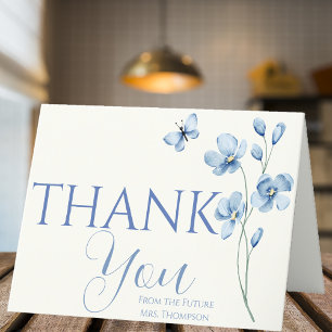 Carte De Remerciements Fête des mariées de Fleur sauvage Dusty Blue perso