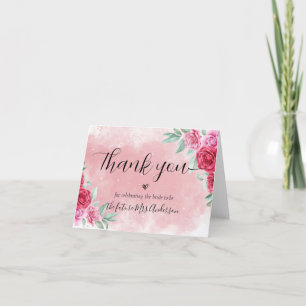 Carte De Remerciements Fête des mariées de script minimale Rosy Pink Blus