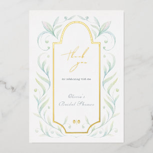 Carte de remerciements Fête des mariées Feuille ve