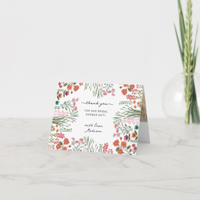 Carte De Remerciements Fête des mariées fleur sauvage (Devant)