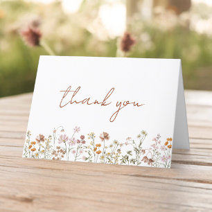Carte De Remerciements Fête des mariées fleur sauvage Floral Boho Garden