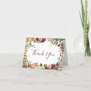 Carte De Remerciements Fête des mariées florale de automne rustique
