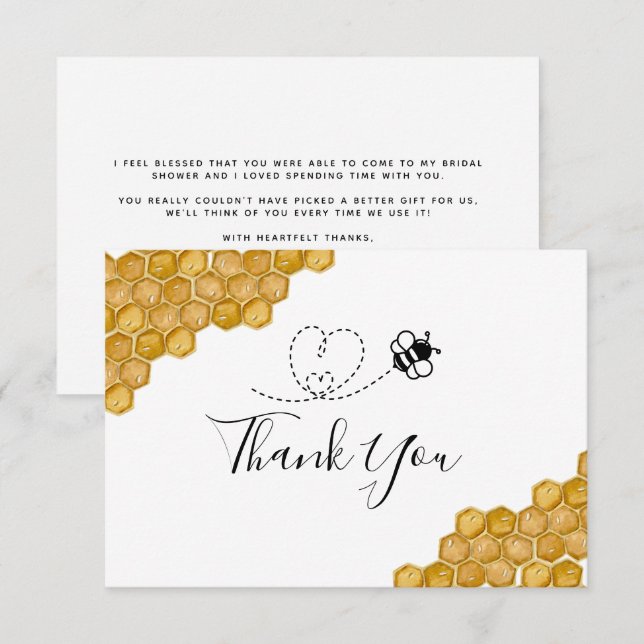 Carte De Remerciements Fête des mariées Honeycomb Bumblebee (Devant / Derrière)