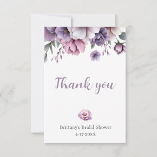 Carte De Remerciements Fête des mariées Lavender Aquarelle Florale