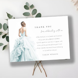 Carte De Remerciements Fête des mariées Mariage Aqua Blue Watercolor