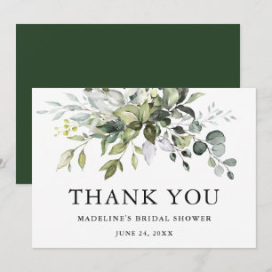 Carte De Remerciements Fête des mariées Moderne Elégante Aquarelle Verdur
