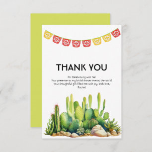 Carte De Remerciements Fête des mariées moderne Fiesta Thème Cactus