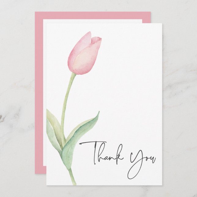 Carte De Remerciements Fête des mariées solo Tulip rose (Devant / Derrière)