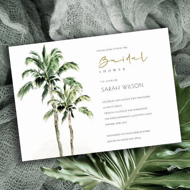 Carte De Remerciements Fête des mariées Tropical Beach Palm Trees Invitat (Créateur téléchargé)
