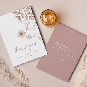 Carte De Remerciements Fête des mariées végétale rose neutre chic