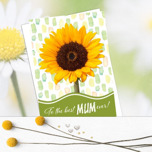 Carte De Remerciements Fête des mères de la meilleure maman tournesol (Créateur téléchargé)