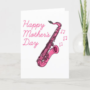 Carte De Remerciements Fête des mères saxophones Musicien saxophoniste
