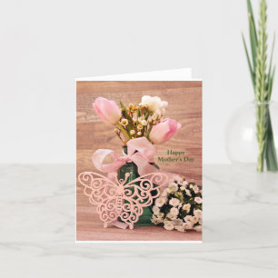 Carte De Remerciements Fête des mères tulipes roses
