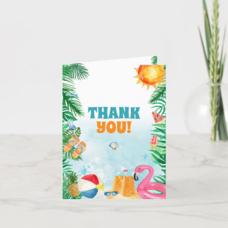 Carte De Remerciements Fête d'été à la plage à l'aquarelle