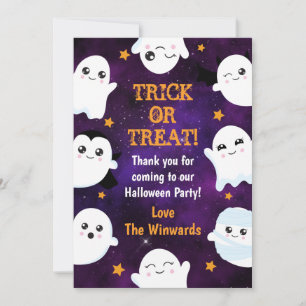 Carte De Remerciements Fête d'Halloween avec des fantômes effrayants