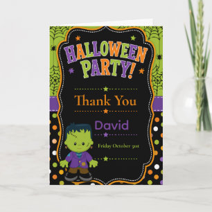 Carte De Remerciements Fête d'Halloween Frankenstein pour enfants