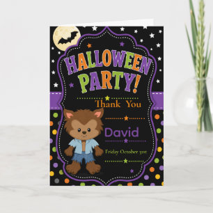 Carte De Remerciements Fête d'Halloween Loup-Garou pour Enfants