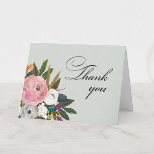 Carte De Remerciements Fête du 100e anniversaire aux fleurs peintes à la 
