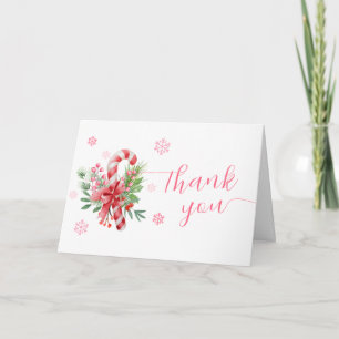Carte De Remerciements Fête du Flocon de Neige Rose Fille Candy Baby Show