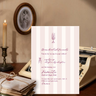 Carte De Remerciements Fête du livre et du vin de Noël des choses préféré