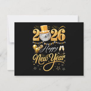 Carte De Remerciements Fête du Nouvel An 2026 Ballon Drôle Famille Tapis