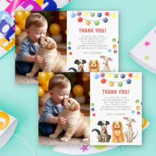 Carte De Remerciements Fête du premier anniversaire de chien à l'aquarell