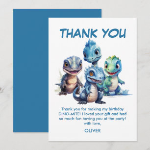 Carte De Remerciements Fête du premier anniversaire de Wild One Cute Dino