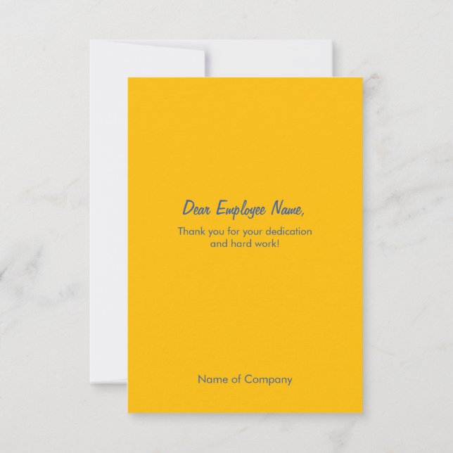 Carte De Remerciements Fête du travail Personnel de l'employé Appréciatio (Dos)