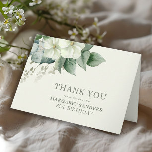 Carte De Remerciements Fête élégante florale 80 ans 