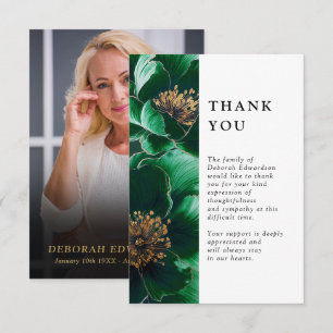 Carte De Remerciements Fête Florale Verte De La Vie Funéraire Photo