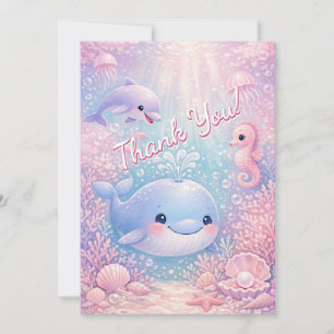 Carte De Remerciements Fête Pastel Océanique Sous l'Océan Fille d'Anniver
