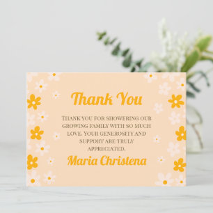 Carte De Remerciements Fête Prénatale au Jardin de la Fleur Sauvage Rougi