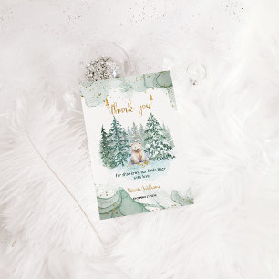 Carte De Remerciements Fête Prénatale Bébé Hiver Ours Polaire Minimaliste