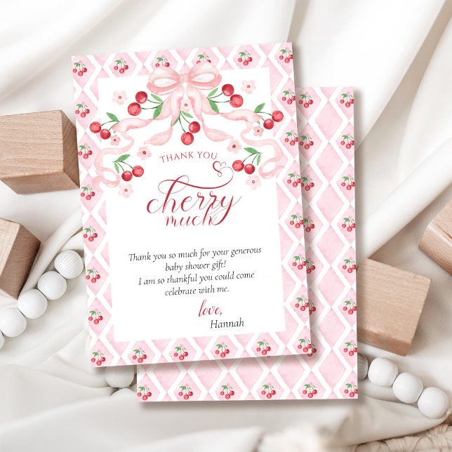 Carte De Remerciements Fête Prénatale Cerise sur le Gâteau (Créateur téléchargé)