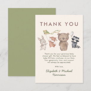 Carte De Remerciements Fête Prénatale des Animaux de la Forêt